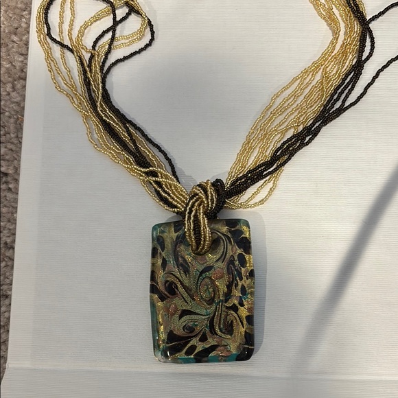 Kay Jewelers Jewelry - 14kt Gold Kay Jewelers Gold and Black Necklace with Intricate Pendant